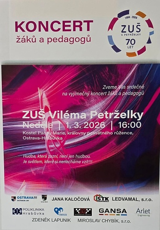 Pozvánka na SVÁTEČNÍ KONCERT"  1. března 2026 v 16.00 hod.