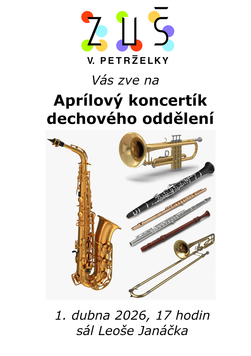 Pozvánka na aprílový koncert dechového oddělení 01. 04. 2026
